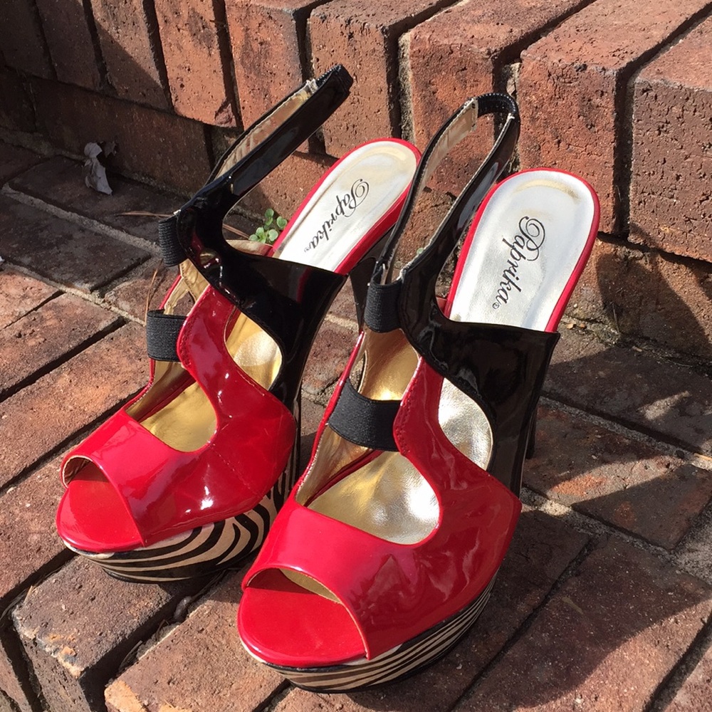 Color Block Multi Zebra Platform Patent Suede Heel - image 4